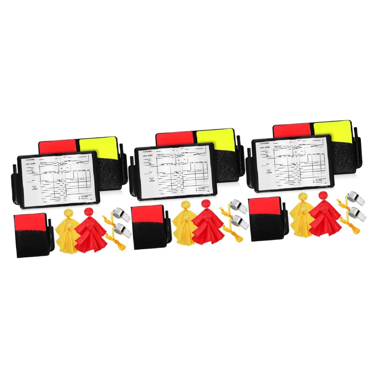 YARNOW 3sets Cartellini per Arbitri Cartellini Rossi e Gialli Fischietti Metallo per Partite di Calcio Strumenti Sportivi Portatili per Giudici di Gara