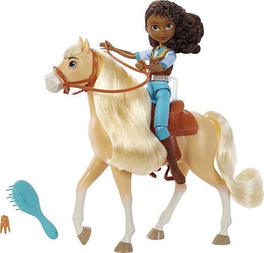 Mattel Spirit Untamed Doll & Toy Horse Set, Muñeca Pru de 7 pulgadas con Caballo Juguete Chica Linda, 8 pulgadas con Cola y Crini Suave y Accesorios