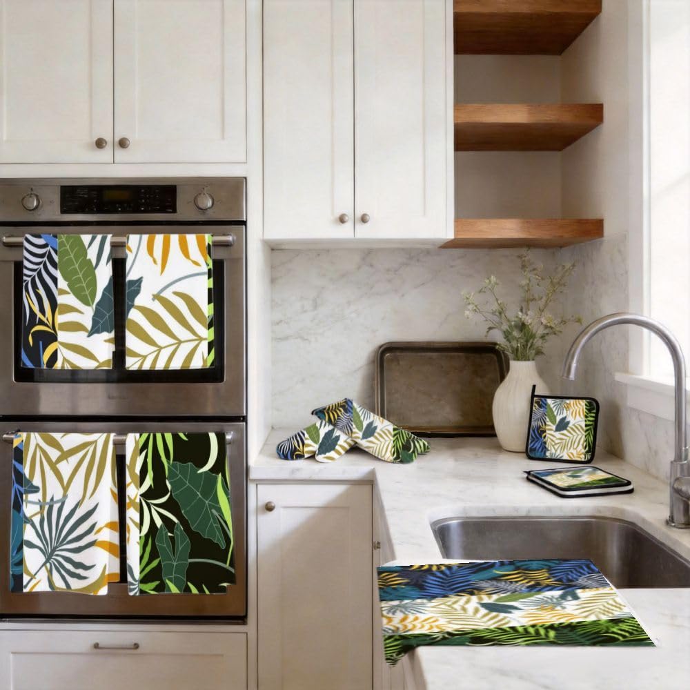 9PCS foglie di palma tropicale 7 decorazioni da cucina e accessori set