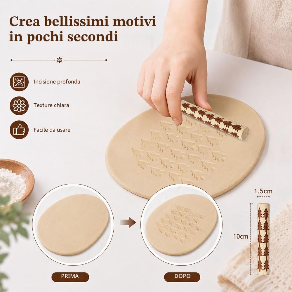 16 Pezzi Rulli Texture per Ceramica e Argilla 10x1.5cm 16 Stili Rullo per Modellare Argilla in Legno Piccolo Mattarello con Texture per Strumenti di Modellazione Ceramica e Argilla