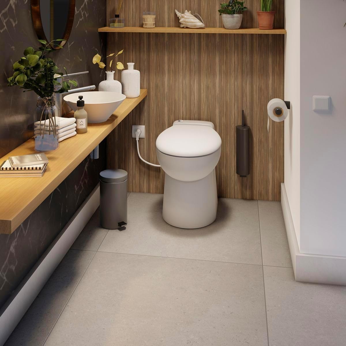 SFA - Sanicompact Pro (51 dB) – Inodoro con molinillo integrado – Compacto – Doble desatascador económico, 1,8/3 l – 36,8 x 55,5 x 49 cm – 550 W – Fabricado en Francia