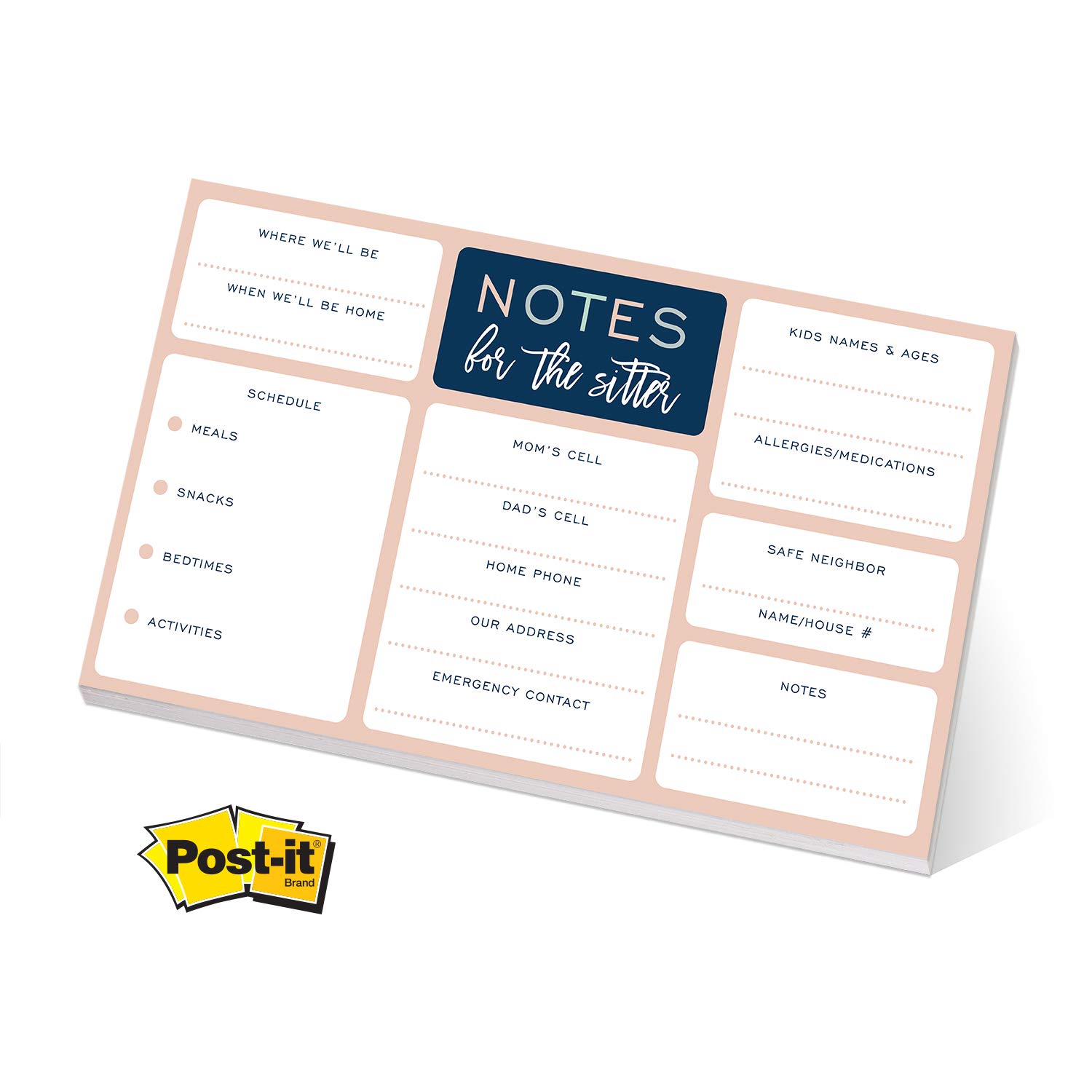 Babysitter Notepad - 50 Pages with Sticky Note Adhesive on Back