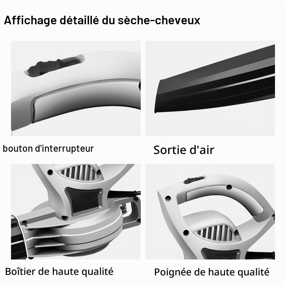 Souffleur électrique, Souffleur De Feuilles Filaire Léger Haute Puissance 2000 W, Aspirateur Domestique Puissant Industriel avec Tube Amovible, Résistance Aux Hautes Températures pour Ordinateurs