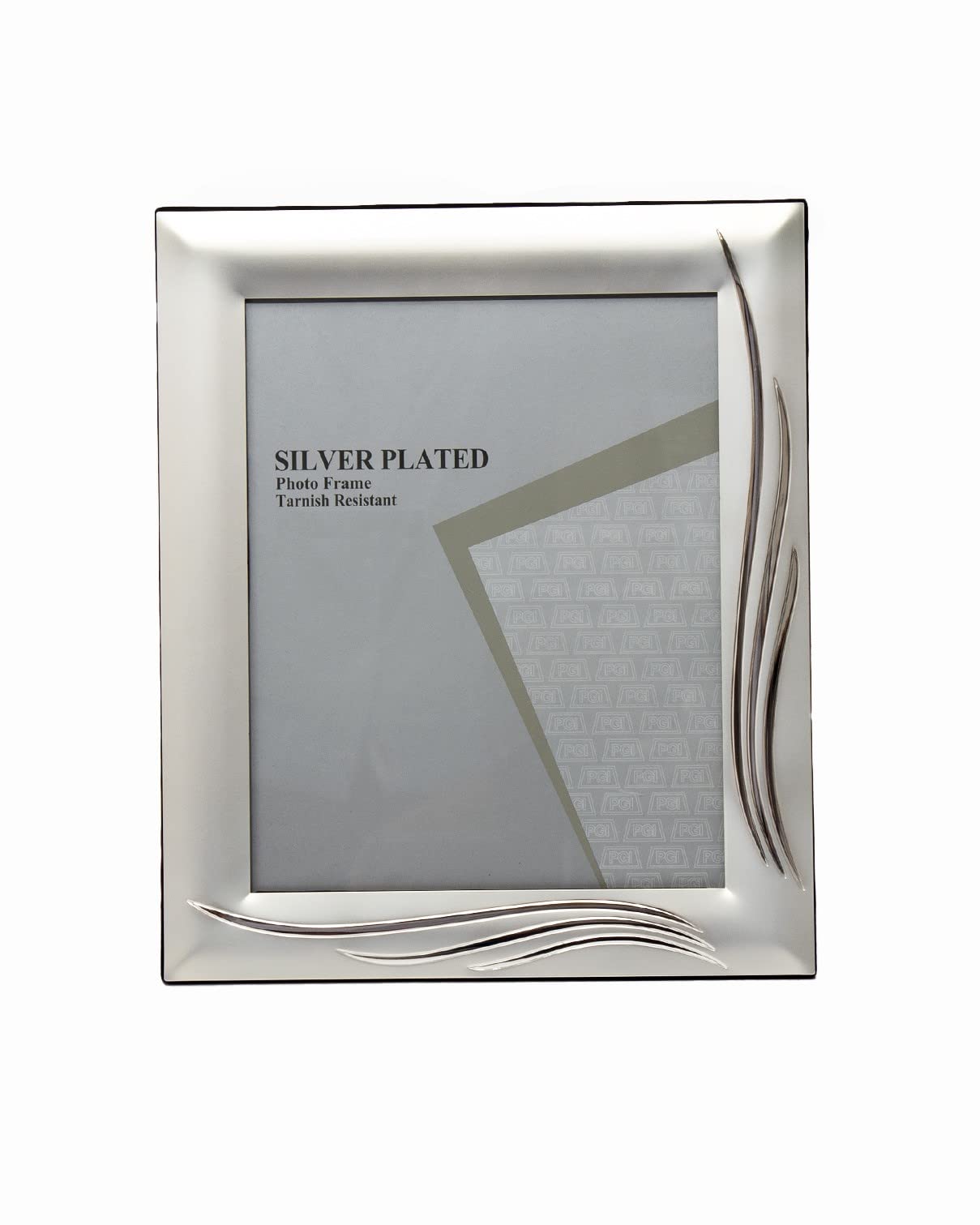 6x8-inch Satin Silver Plated Photo Frame Grass Blade Design Stands/Hangs both ways (Landscape or Portrait) Two-Tone - 328ASS30 (6x8-inch)