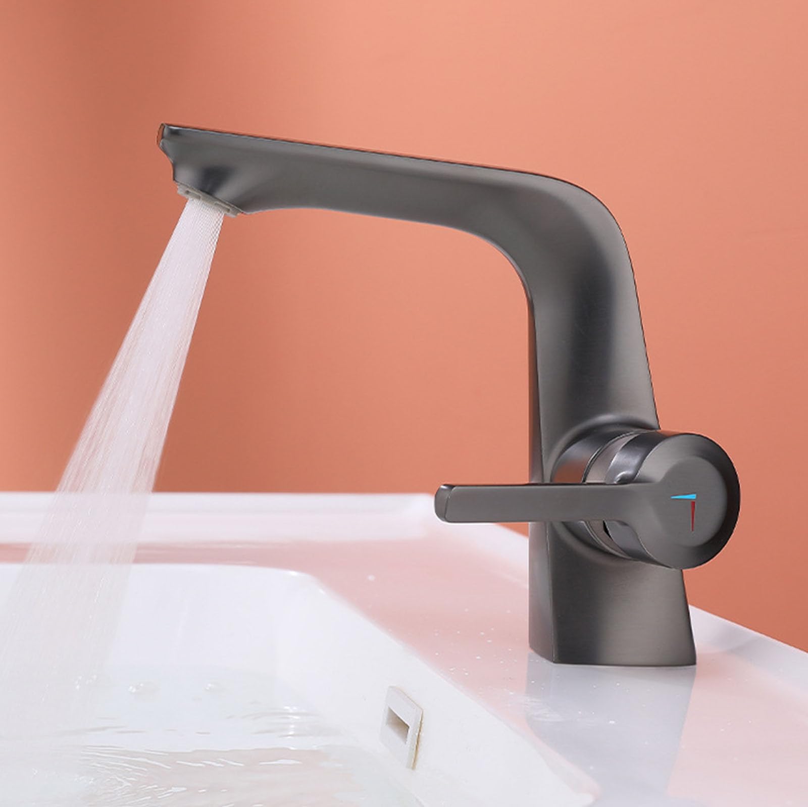 Itnxvkges Gun Gray Sink Taps For Bathroom Modern Brass Basin Mixer Tap Single Lever With 2 Modes Gray