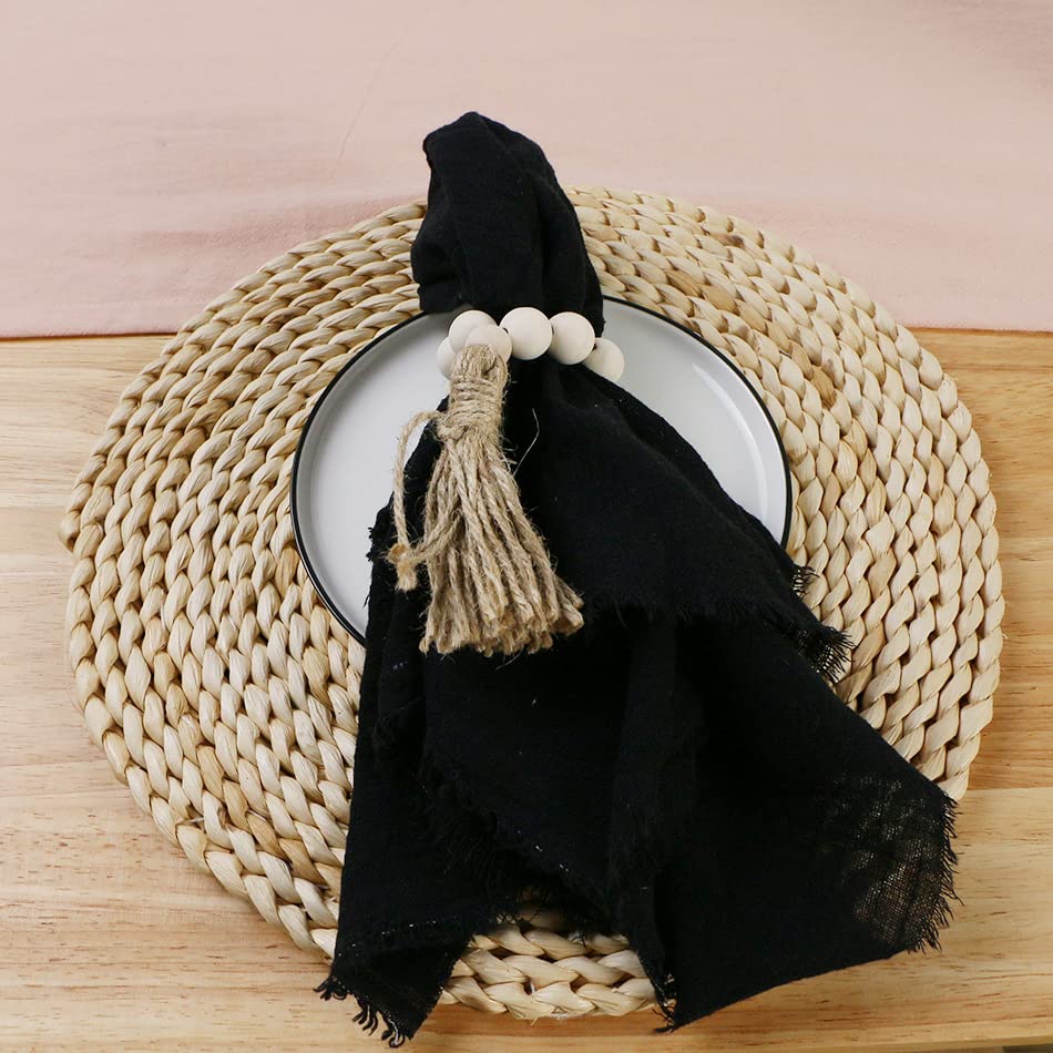 Serviettes en étamine rustiques noires pour sublimer vos tables de mariage et repas de fête