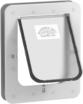 Hakuna Pets Super Tough Pet, Cat and Dog Door with 2-Way Locking Panel for Screens, Doors, Walls and Glass up to 2.17" Thick, Medium, White