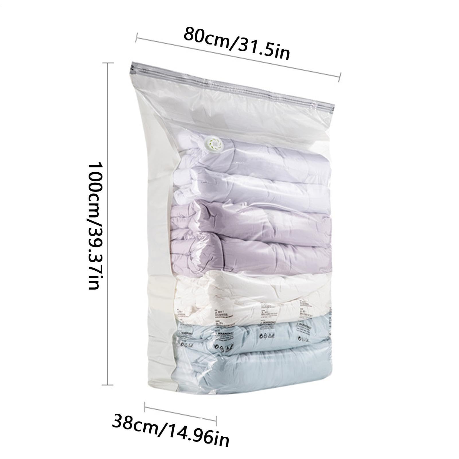 Paquete de 6 bolsas de almacenamiento al vacío sin bomba, bolsas selladoras al vacío reutilizables que ahorran espacio para ropa, mantas, almohadas, de almacenamiento de compresión enrollable