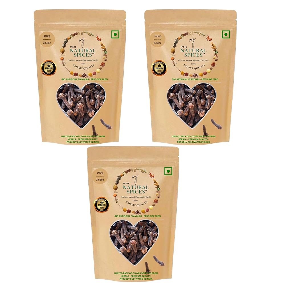 MJ TASTE NATURAL Clove (Laung) - Whole Cloves (100g) | Strong Aromatic Spice for Cooking, Biryani, Curries & Herbal Remedies | 100% Pure, Freshly Harvested for Maximum Flavor & Benefits, Pack of 3-image-47