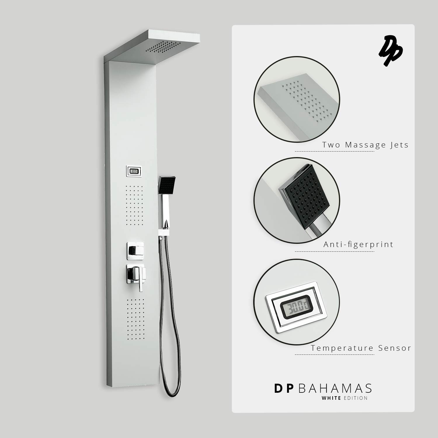 DP Grifería Bahamas - Columna de hidromasaje en aluminio, Blanco