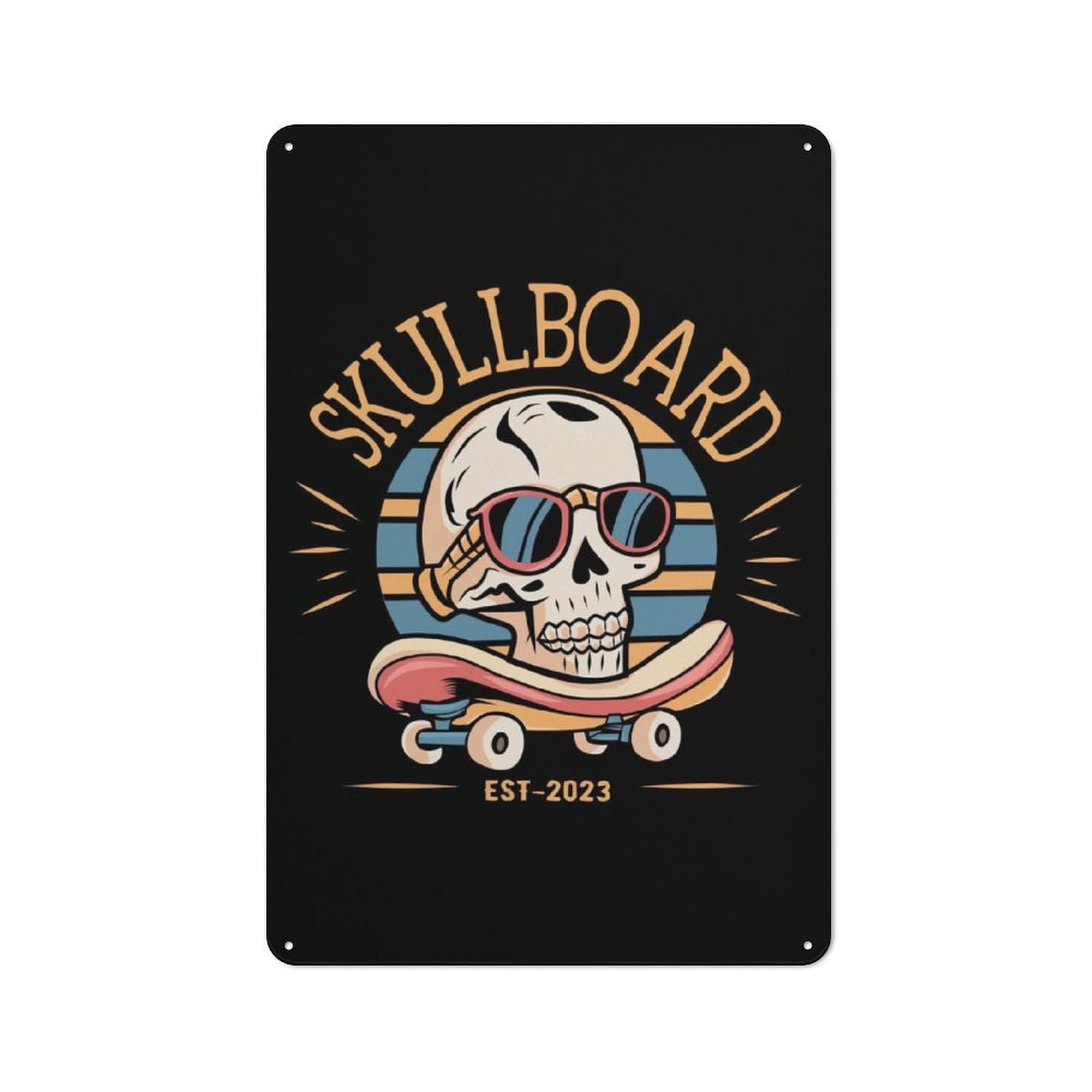 Metal Sign 30x20cm with Skull Board for Workshop Wall, Rustic Decor, for Collectors Decorating Workshops And Hobby Rooms