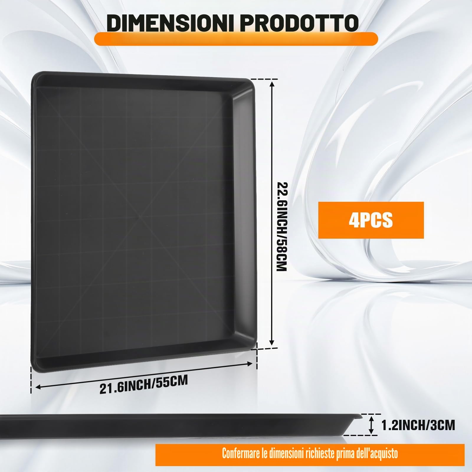Poweka 4 Vasca di Raccolta per Auto, 58 x 55 x 3 cm, Vaschetta Dell'olio del Telaio Universale, Vasca Raccolta Olio Motore, Mantenere Il Garage Sicuro e Pulito