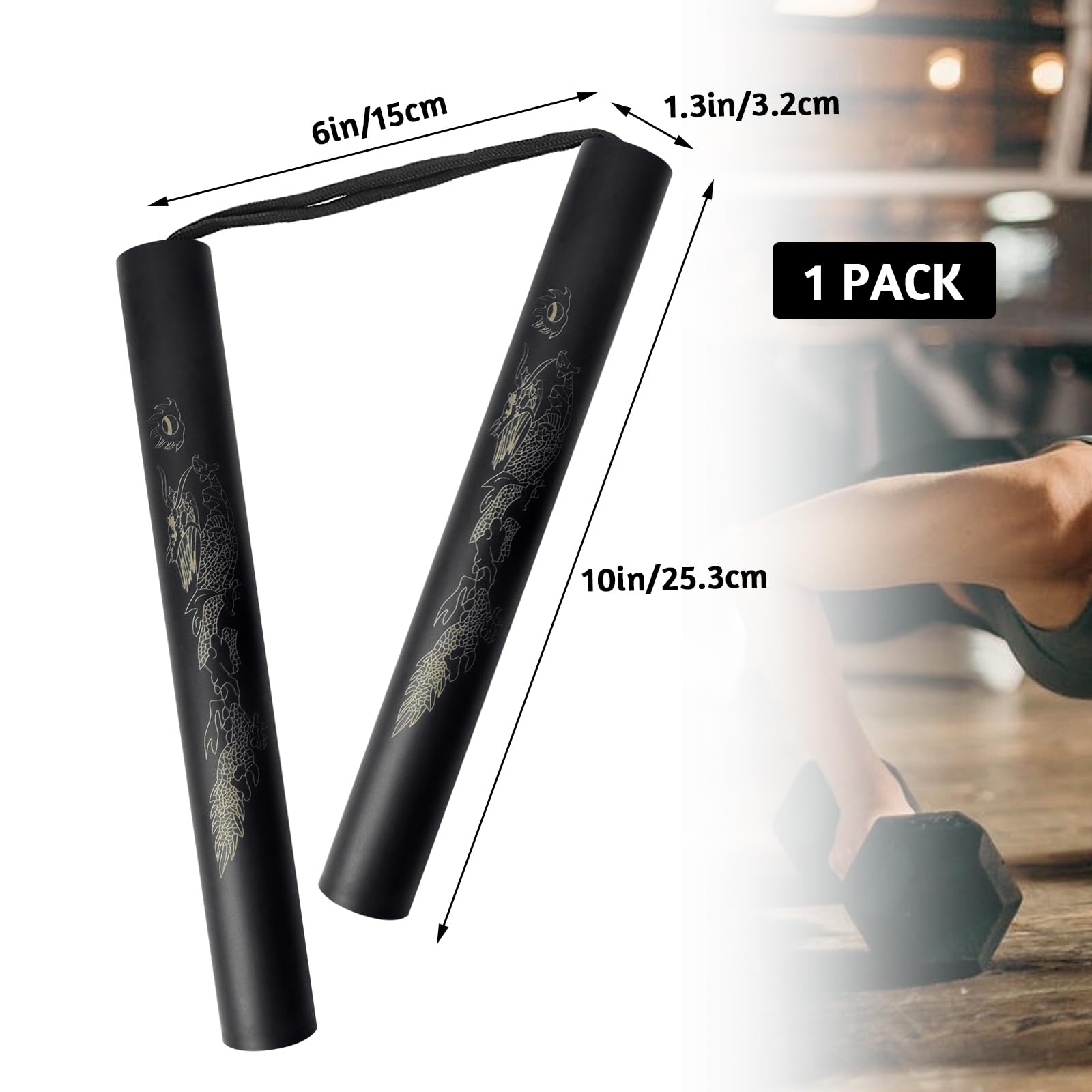 Wpxmer 1 Pack Foam Rubber Training Sticks, Black Martial Arts Sticks for Beginner Practice, 10 x 1.3 Inches