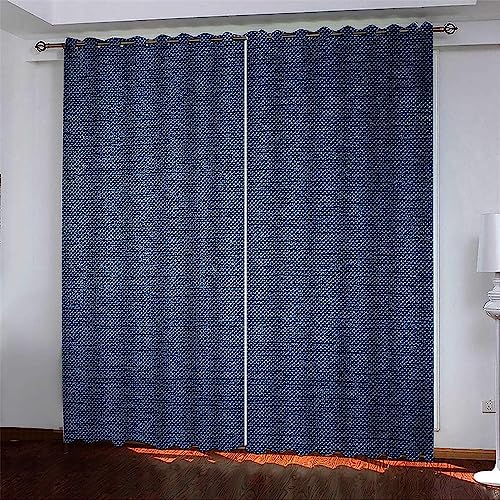 Lot De 2 Rideau Occultant Thermiques Isolants A Oeillets avec Cercle Bleu Couleur Unie 3D Rideau Anti Froid Rideaux Et Draperies Intérieurs Chambre