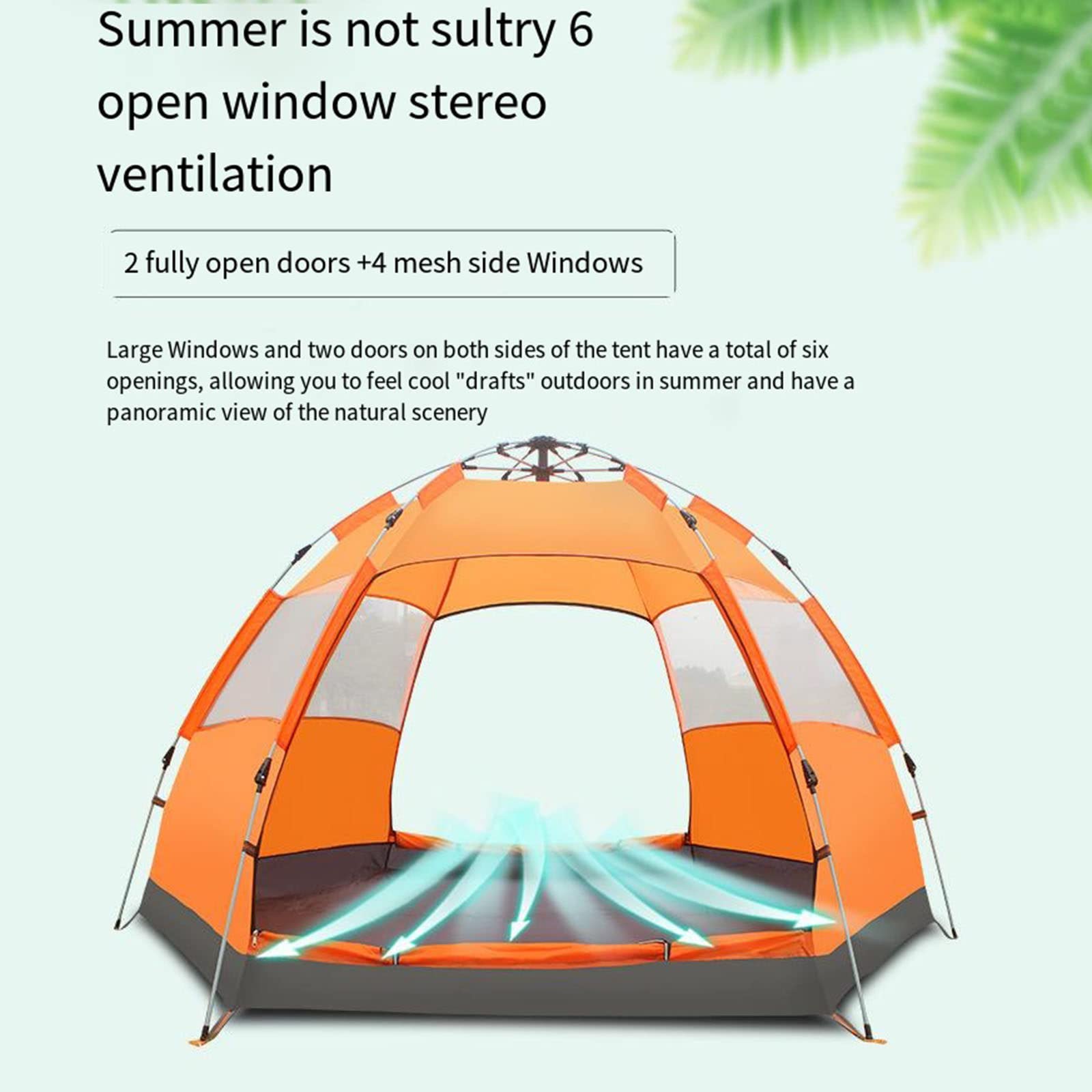 Familia Completamente Automática para Varias Personas Camping Doble Capa A Prueba De Lluvia Y A Prueba De Sol Campo De Ocio Tienda De Campaña Hexágono De Gran Espacio,Blue