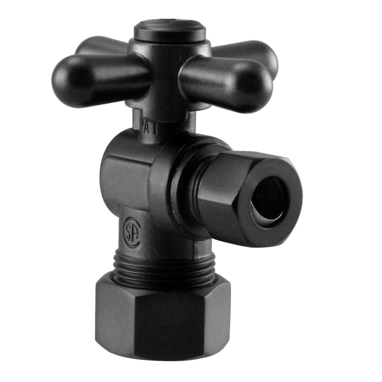 westbrass a105bx-62 1/4-turn cross handle angle stop shut off valve, 5/8" od x 3/8" od, matte black