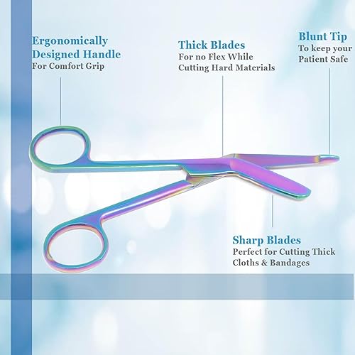 Miniatura 6 de Juego de 4 tijeras de vendaje de 5.5 pulgadas, tijeras de puntada de 4.5 pulgadas y hemostato de 5.5 pulgadas, curvadas rectas hechas de acero