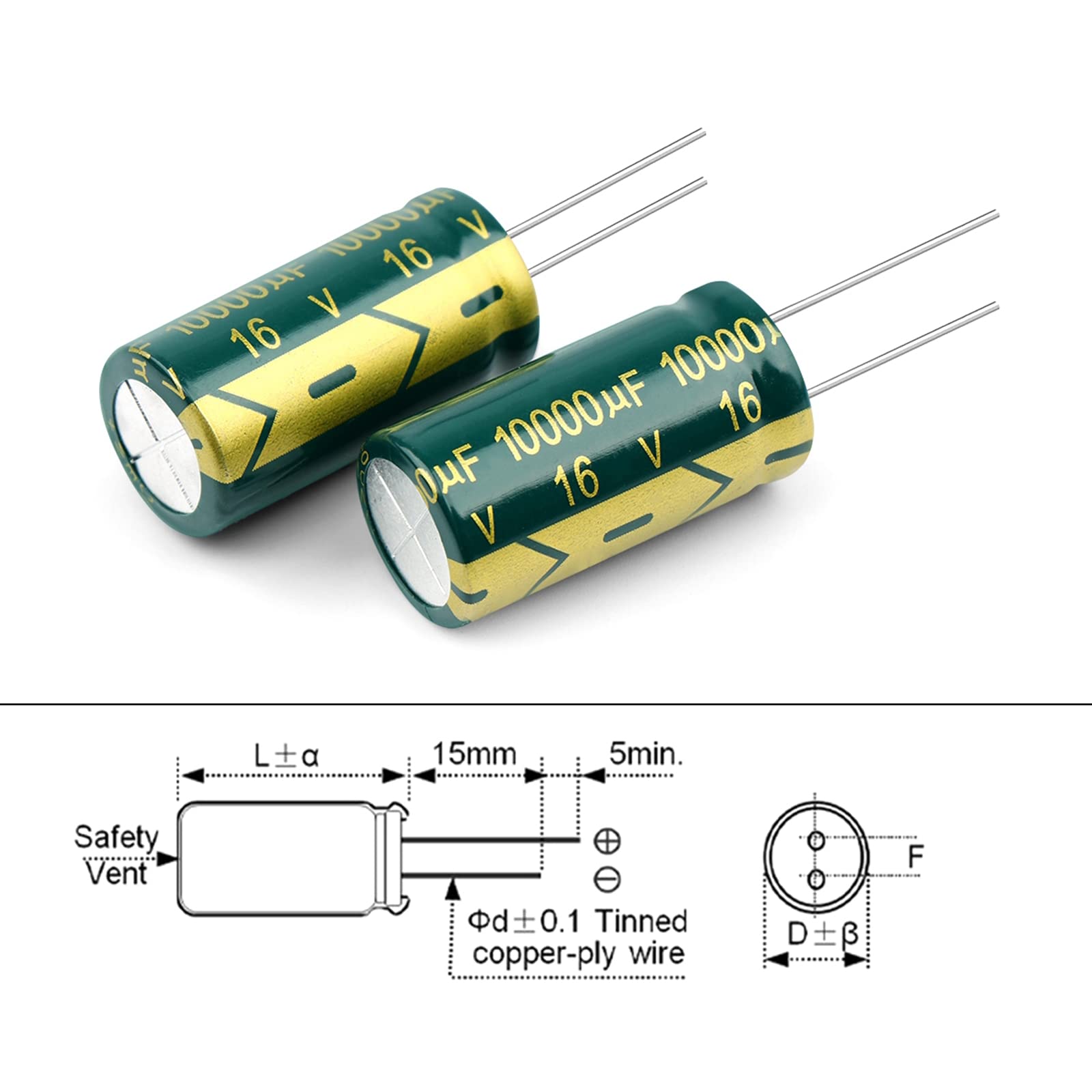 EFARMA Elektrolytkondensatoren, 50 Stück Aluminium-Elektrolytkondensator 25 V 2200 uF Hochfrequenz-Niedrig-ESR-Kondensator, Größe 13 x 21 mm