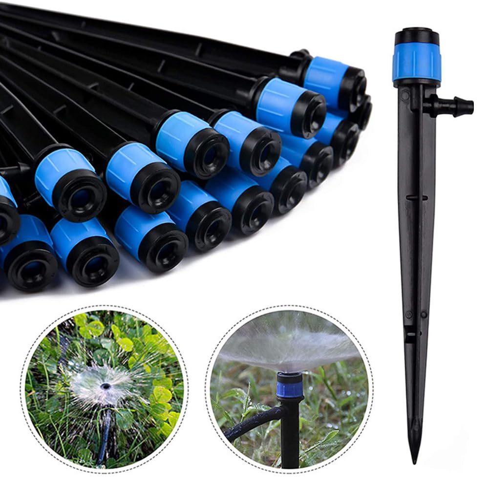 10 Pezzi a 360 Gradi Sprinkler di irrigazione Regolabile, gocciolamento a Flusso Regolabile con, irrigatore di droppers per Tubi da 4/7 mm, gocciolamento per irrigazione da giardin