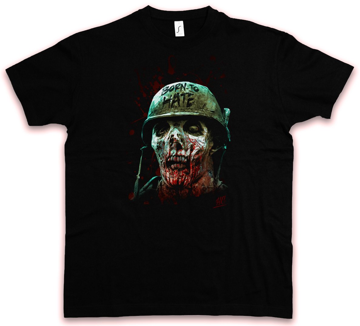 Hate Couture Born to Hate HC T-Shirt - Horror Platoon Splatter Vietnam War Zombie Soldier Gore Shirt Sizes S - 5XL (M) Black