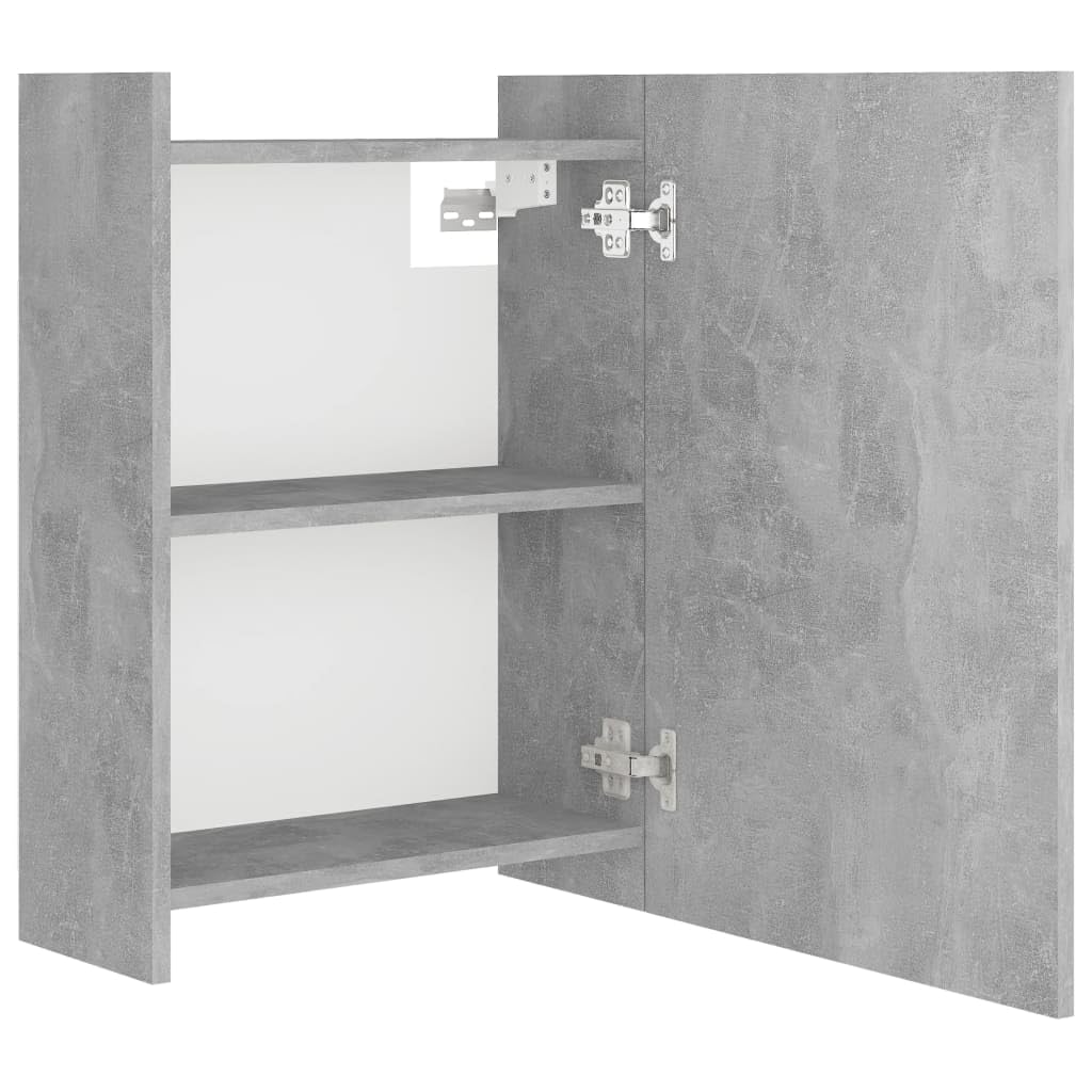 vidaXL Armario Espejo de Baño Inodoro Aseo Muebles Mobiliario Almacenamiento Estante Decoración Adorno Contrachapada Gris Hormigón 62,5x20,5x64 cm