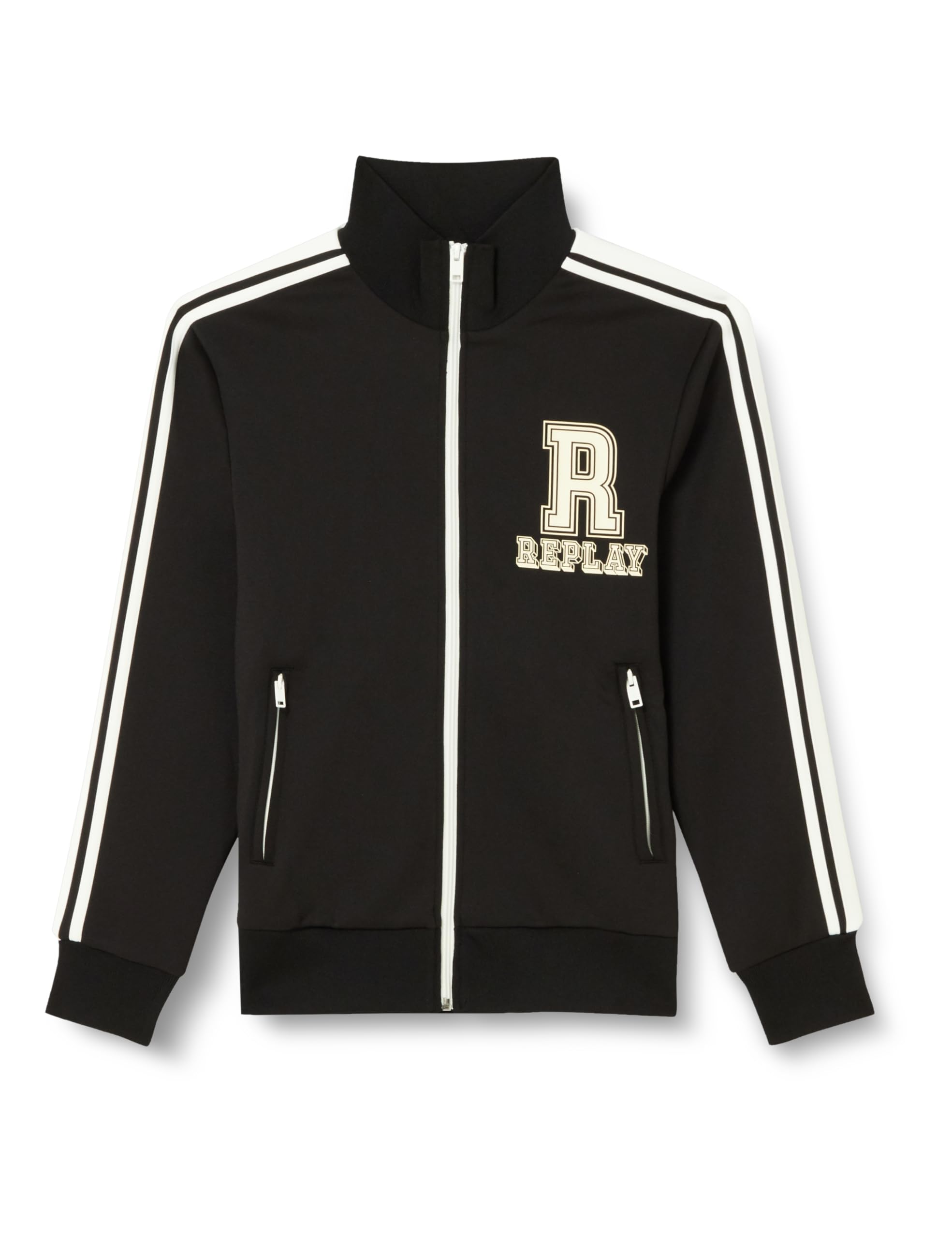 Replay Men's Sweatshirt with Zipper, Black 098 (Black), S