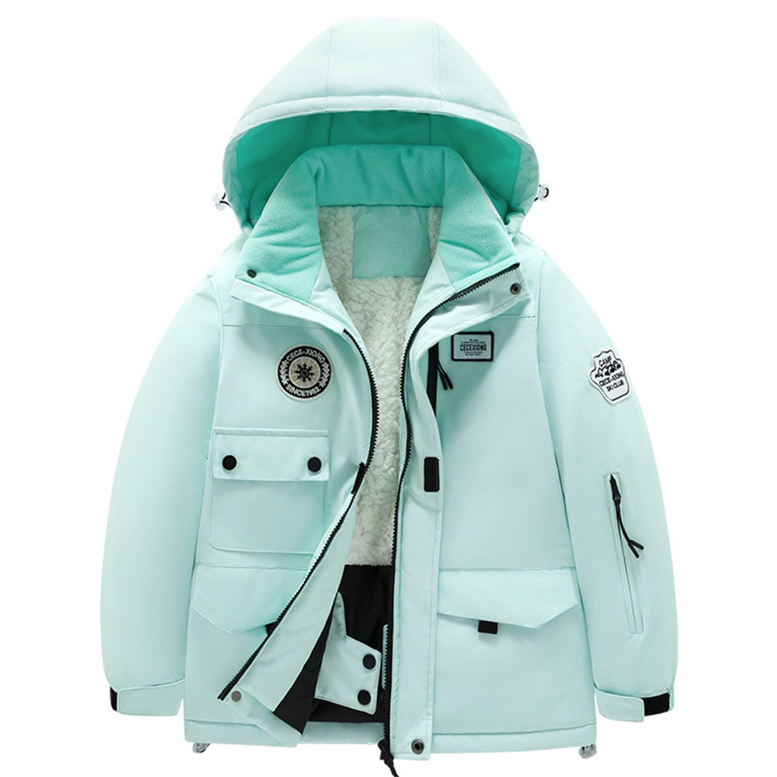 LOSVIP Combinaison de neige pour enfant garçon et fille avec capuche, doublure en polaire imperméable, thermique, deux pièces, poches multiples, veste de ski, pantalon de ski