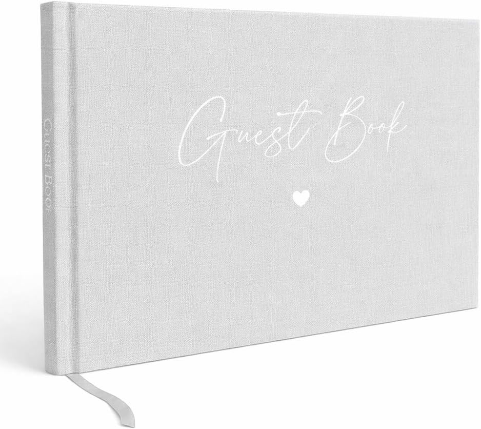 Guest Book - Linen, Wedding, Birthday, Bridal Shower, Special Events - (40 Pages (80 Front to Back), Grey)