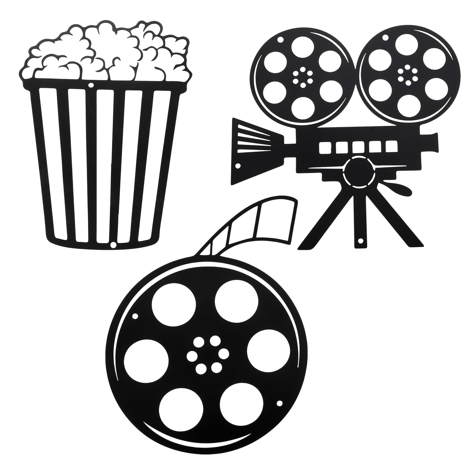 NUOBESTY Decorazione da Parete in Metallo Proiettore Cinematografico Retrò 3 Pezzi Bobine di Pellicola per Sala Cinema e Soggiorno Ornamenti Vintage per Casa Appassionati di Film