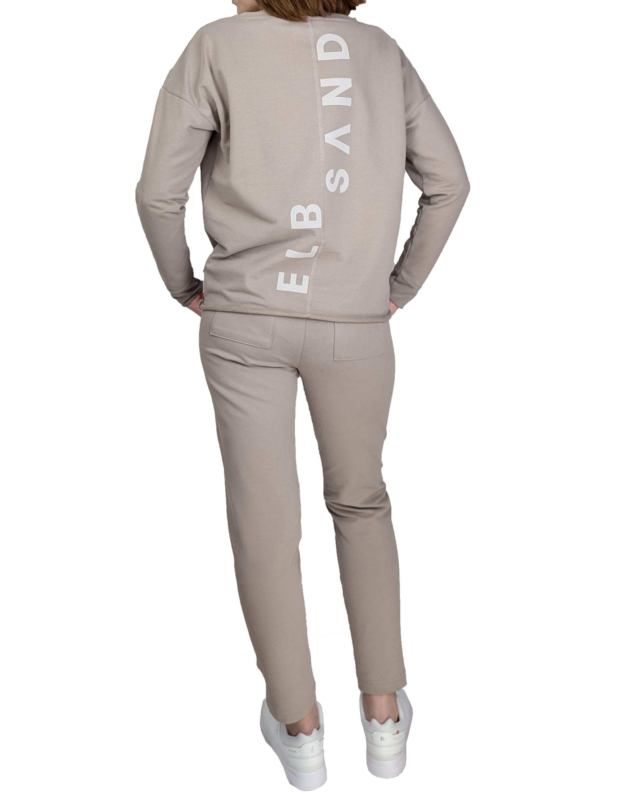 Elbsand Briane Damen Jogginganzug - 2-teiliges Set aus Pflegeleichter Baumwolle, Inkl. Jogginghose & Sweater, Lockere Passform, Ideal für Freizeit, leichtem Sport und Homewear