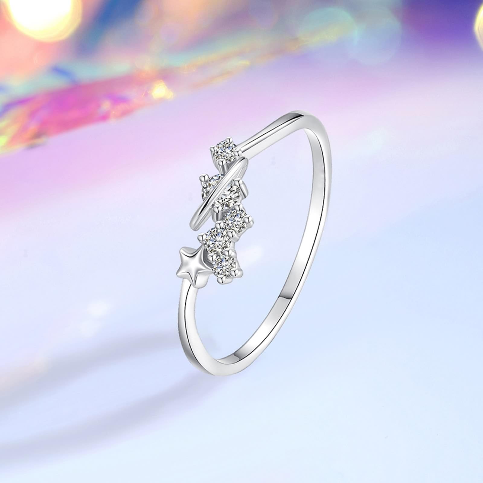 KnSam Prawdziwa biżuteria pierścionek ślubny żółte złoto 750 18K, gwiazda Saturn para pierścionków z diamentem, 950 platyna pierścionek zaręczynowy, rozm. 47-65