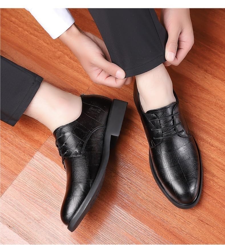 Uniform Mens Oxford Dress Shoes Luxury Leather Lace Up Plain Toe Business Slip Resistant Low Top Rubber Sole Non Slip Shoe2