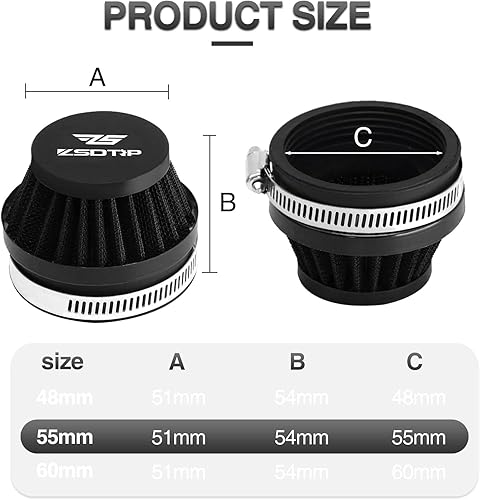 Miniatura 2 de 2 filtros de entrada de aire universales para motocicleta de 1.97 pulgadas, filtro de aire para Dirt Pit ATV SSR TTR filtro de respiración de