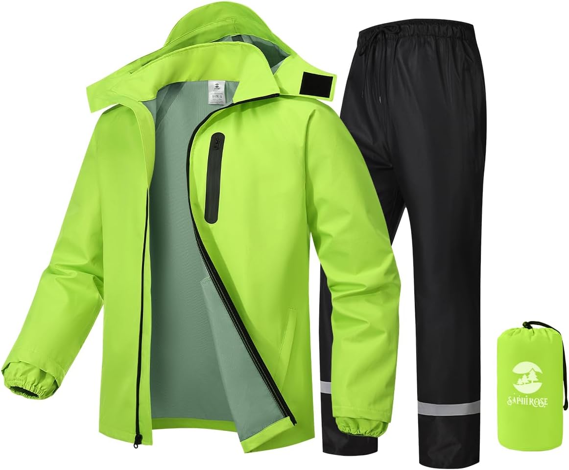 SaphiRose Men’s Waterproof Rain Suit 2pcs/set Packable Rain Gear for Golf Motorcycle Fishing SaphiRose Men’s Waterproof Rain Suit 2pcs/set Packable Rain Gear for Golf Motorcycle Fishing