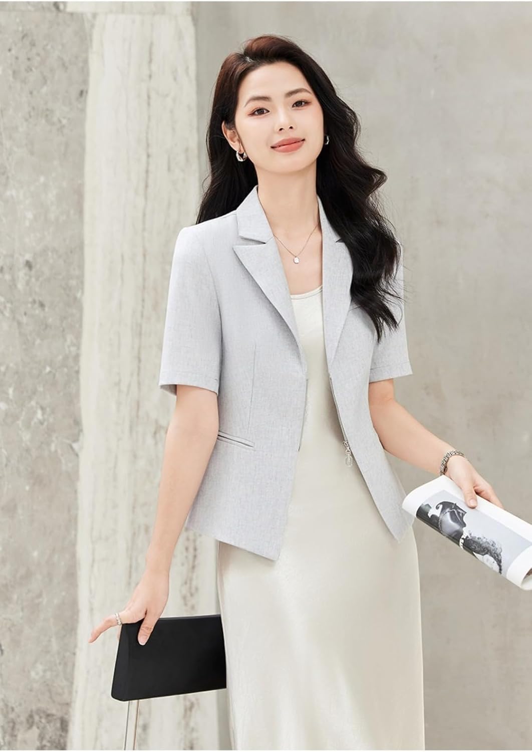 Spring Fall Pleated Skirt Blazer Set Women's Interview Formal Office Suit