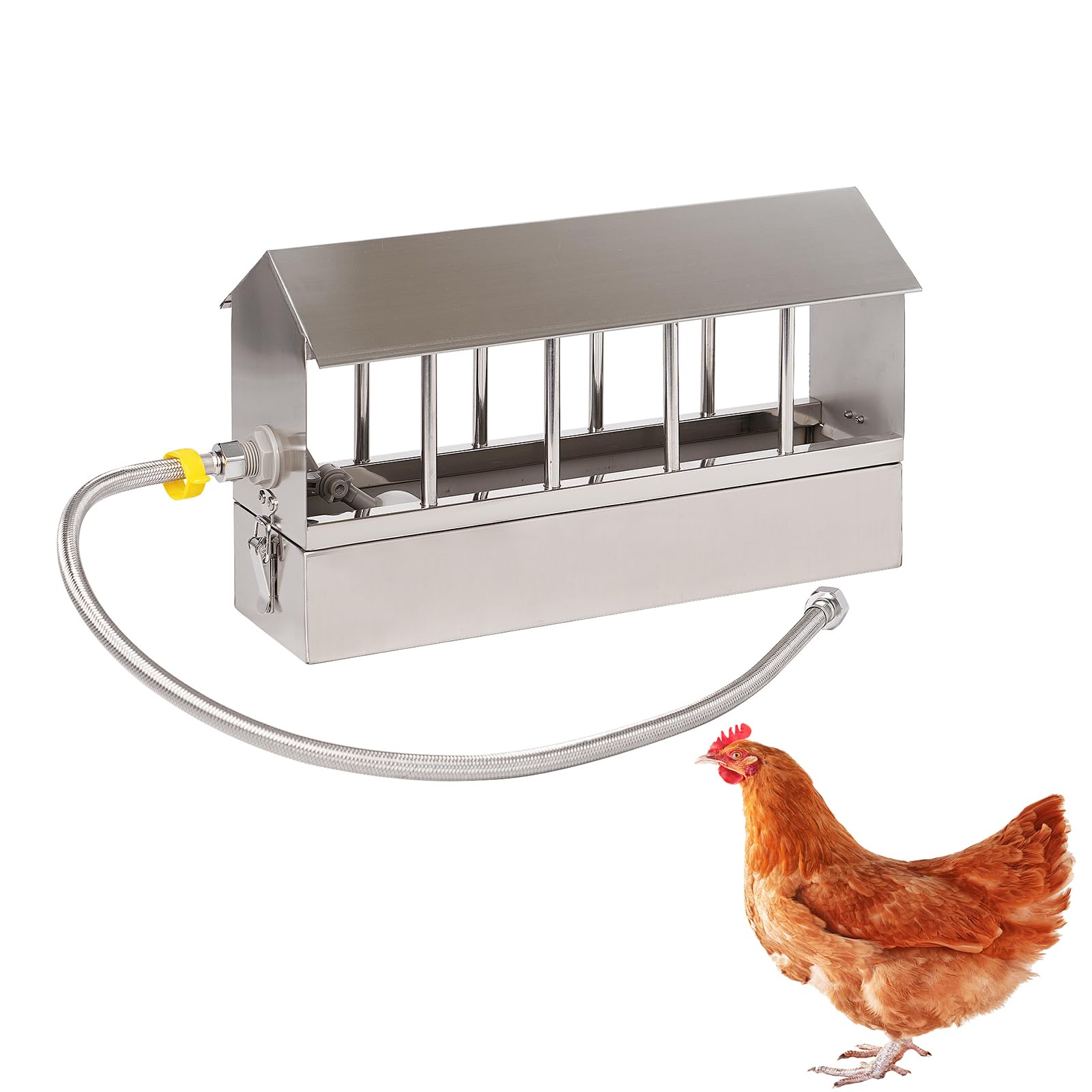 Abbeveratoio Automatico per Polli, Distributore D'Acqua Per Piccioni in Acciaio Inox con Valvola a Galleggiante Fontana di Abbeveratoio per Pollo Anatra Oca Piccione Quaglia