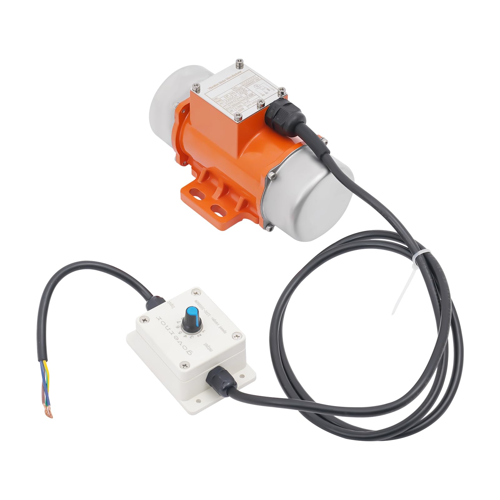 1 Phase Vibrationsmotor 220V Rüttelmotor IP65 Vibration Motor mit Geschwindigkeitsregler 1000-3000 U/min für Bergbau, Metallurgie, Kohle, Bau und Siebanlagen (60, Watt)