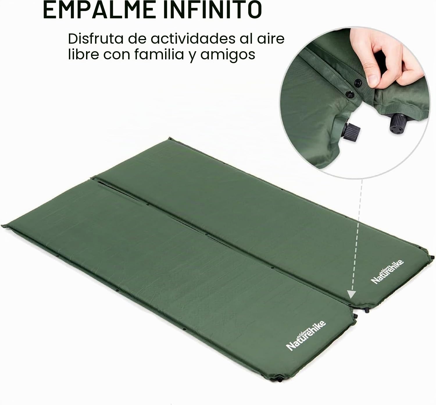 Naturehike Colchoneta Autoinflable 5 cm Acampar Resistente Conectar Múltiples Colchones Mochileros