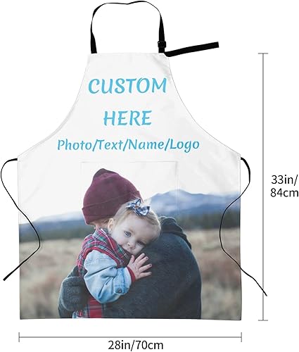 Miniatura 6 de Delantales personalizados con dos bolsillos delantal personalizado para hombres diseño de tu propia foto logotipo nombre delantal de chef longitud