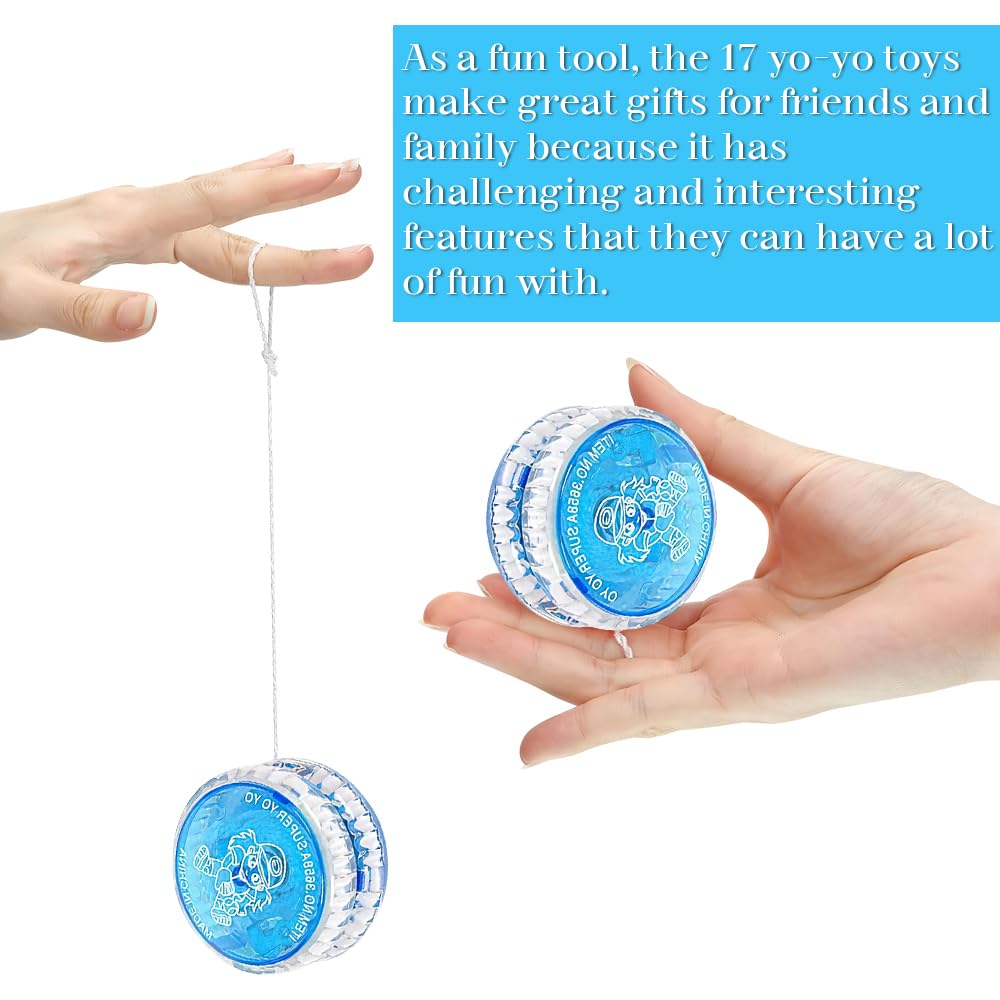 Lot de 17 jouets LED Yoyo Yoyo - En plastique - Yoyo réactif - Pour enfants - Pour anniversaire, fête, cadeau d'invités