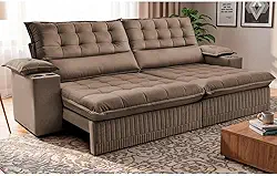 Sofá Retrátil e Reclinável 2,40m Molas Ensacadas Dream Velusoft Castor Cama Inbox