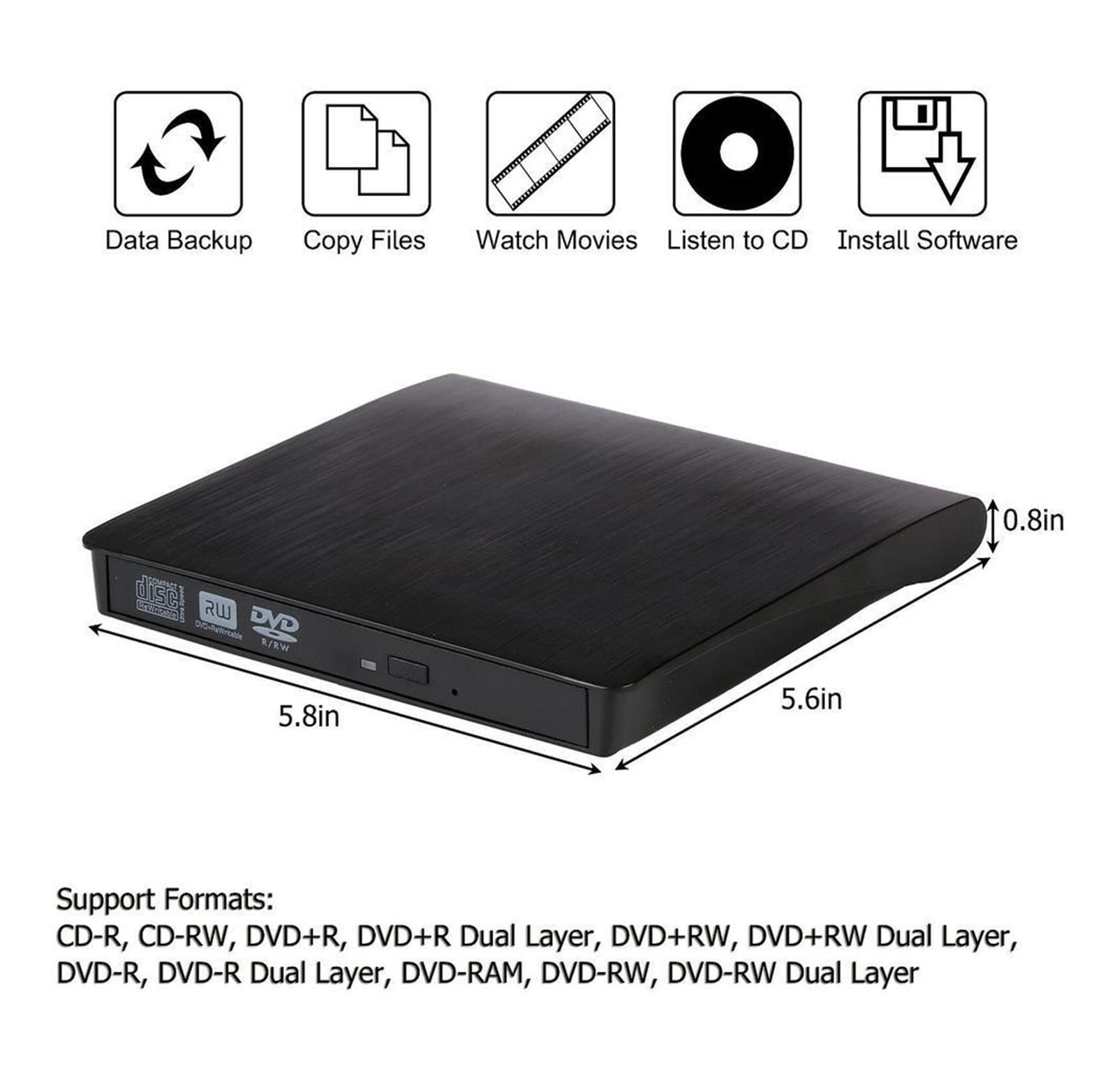 Tragbares USB 3.0 Slim Externes DVD RW CD Writer Laufwerk Brenner Reader Player Optische Laufwerke for Laptop PC DVD Brenner DVD 1pc