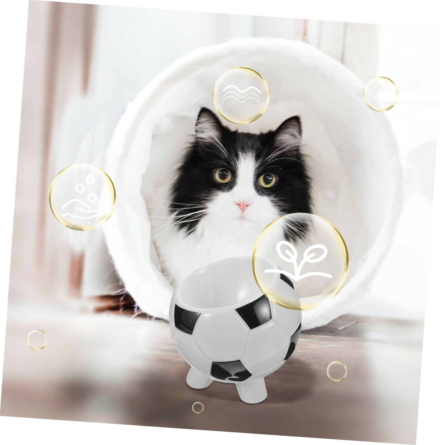 Ciotola per Animali da Calcio in Ceramica Facile da Lavare | Pappa Gatto e Cane, Texture Liscia, Uso per Pet Supply, Adatta a Ogni Occasione