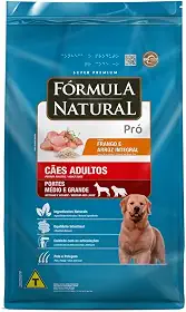 Fórmula Natural Super Premium Pró Cães Adultos Portes Médio E Grande Sabor Frango E Arroz Integral 20KG