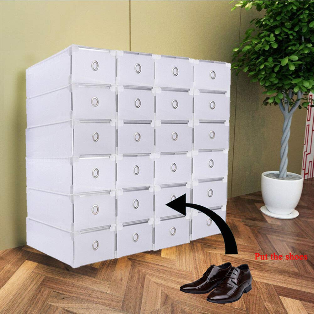 20 Cajas de Almacenamiento apilables de plástico Transparente para Zapatos, 31 x 20 x 11 cm