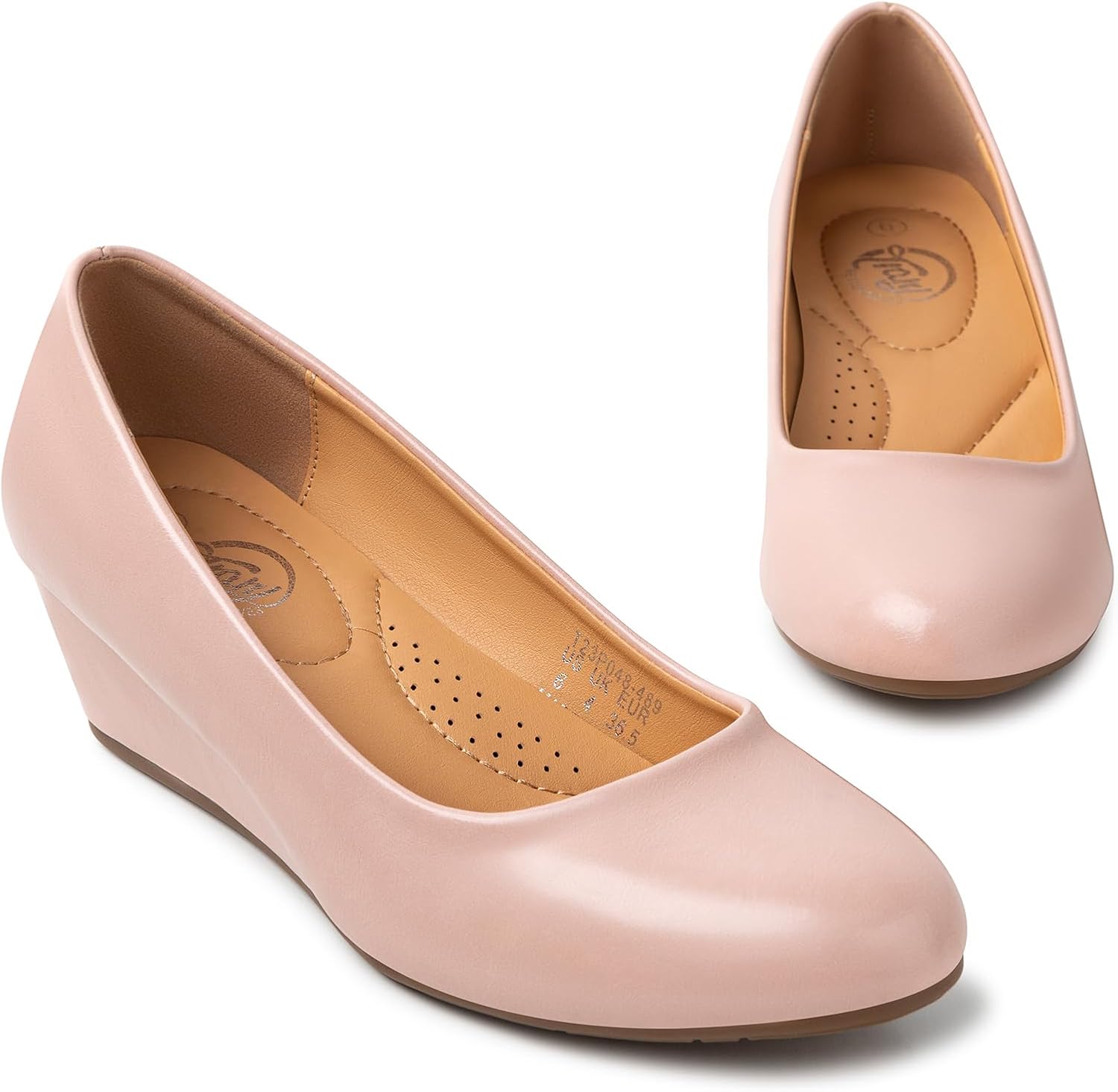 Trary Women's Wedges Heels for Women Pumps Round Toe Mid Heels Comfortable Closed Toe Dressy Shoes Women Pumps Wedge Shoes for Wedding Work Office Party 1.8 Inches - Image 3