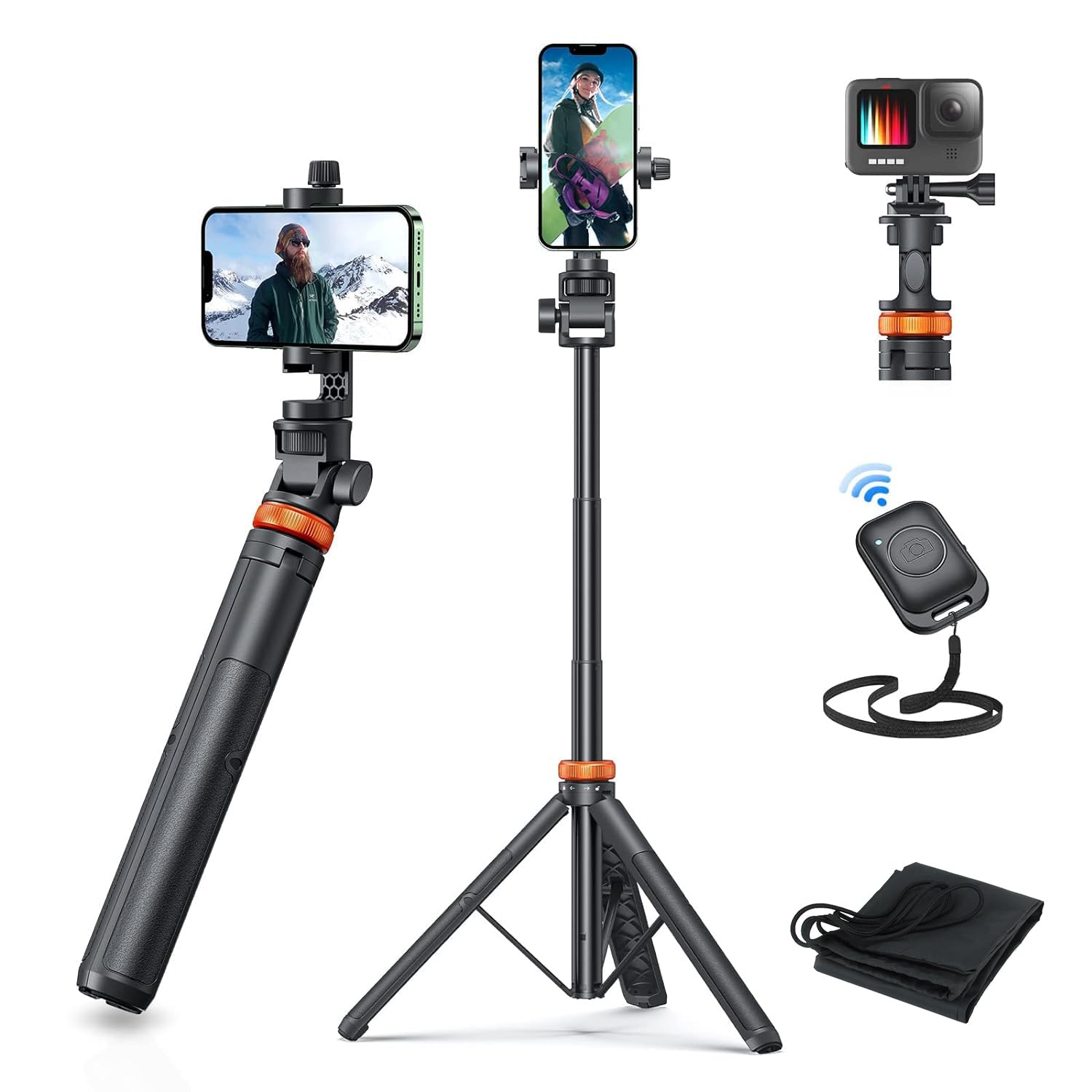 Celfiexpt Long Selfie Stick with Tripod Stand Reinforced 62" Tripod for iPhone Solidest Holder Multifunctional Mobile Tripod Stand with Remote for Travel Vlogging Mirroeless/Action Camera Mobile Phone (B0CS6C13SP) Amazon Price History, Amazon Price Tracker