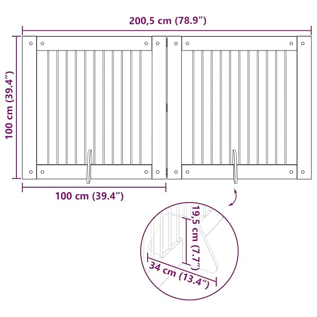 Foto 3 de 8 de vidaXL Puerta para Perros Plegable con Soportes 2 uds. Roble Sonoma