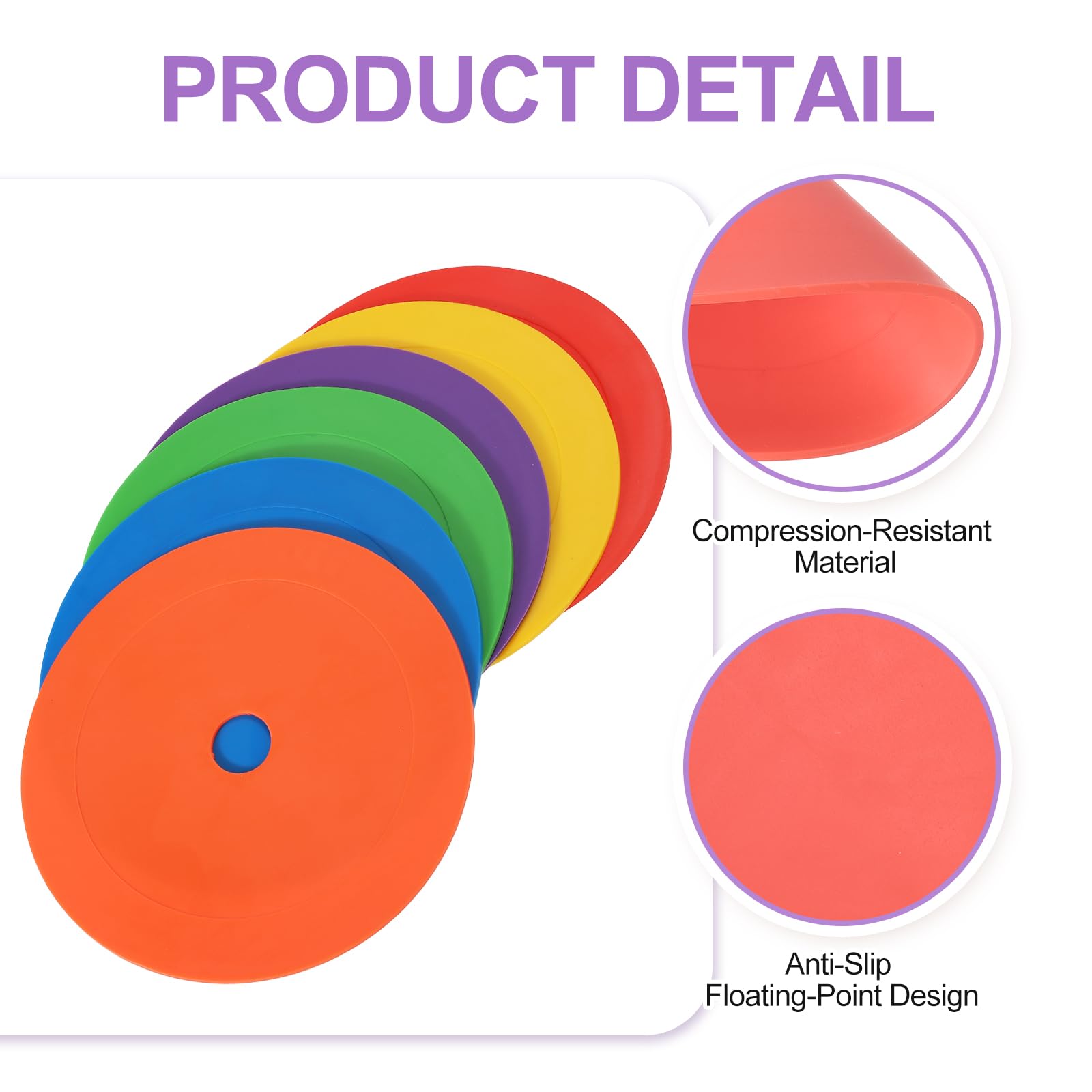 PATIKIL Marqueurs Au Sol 6 Pouces 12 Pcs Points Antidérapants Cônes Plats pour Gym Football Sports Orange