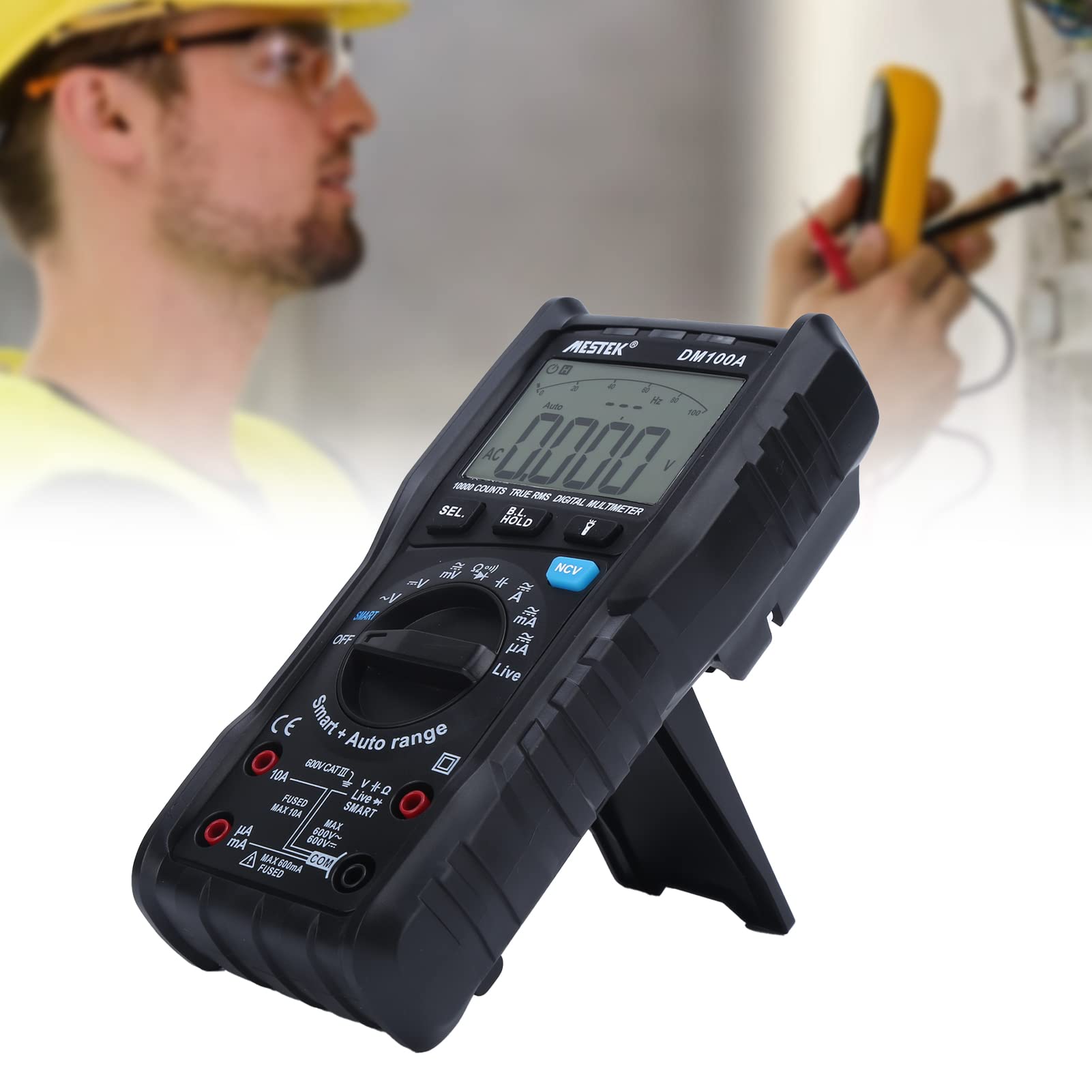 Multimetro Digitale DM100A Tester di Tensione e Corrente Portatile Ad Alta Precisione per Test Elettrici con Design Compatto e Display Chiaro